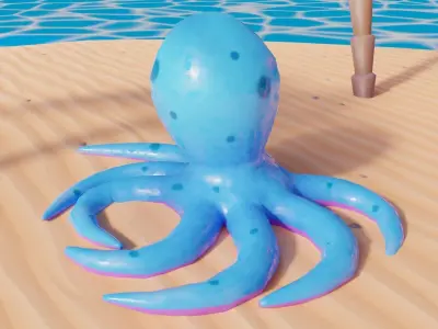 Stylized Low Poly Rigged Octopus Game Character Low-poly 3D model