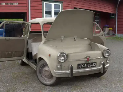 Old Fiat 600 Car Faded Beige 3D model