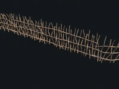 Wicker Fence Low-poly 3D model