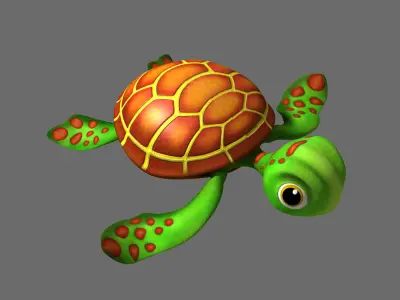 Cartoon Turtle Rigged 3D model