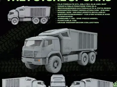 3D Printable Modern Military Logistics Truck Model 3D print model