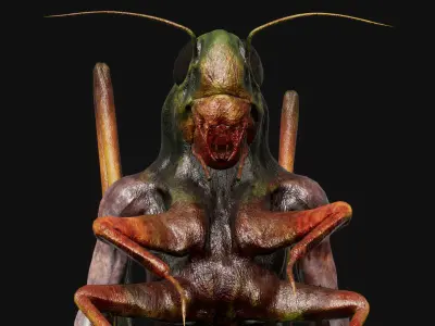 Mutant Grasshopper - Horror Insects Collection Low-poly 3D model