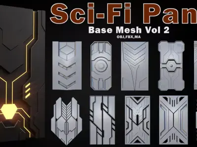 Sci-fi Panels Base Mesh Vol 2 Low-poly 3D model
