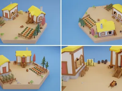 Low Poly Medieval Set Low-poly 3D model