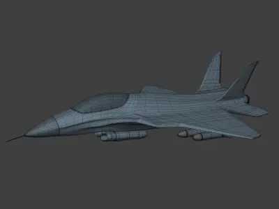 Generic Fighter Jet - Aircraft - Military Attack Airplane Low-poly 3D model