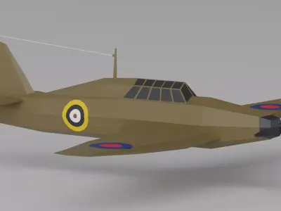 Hawker Hurricane WW2 Fighter Low-poly 3D model