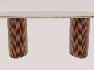 Modern table with marble and unique wooden legs Free 3D model