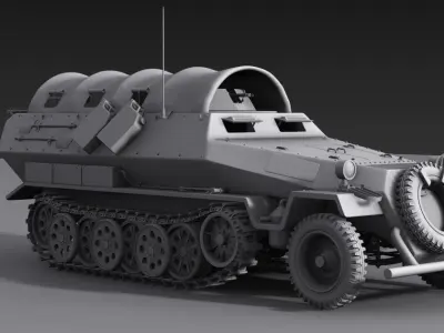 ww2 sdkfz 251 HighPoly  transport Vehicle  3D model
