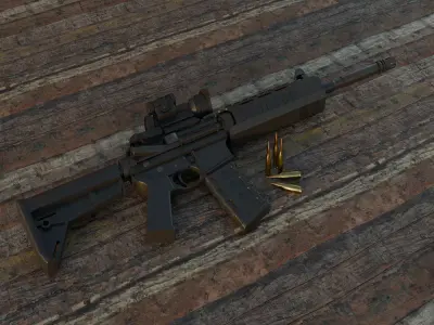 AR-15 gun model for games blender file Low-poly 3D model