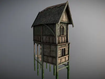 Medieval lake village - House 10 Low-poly 3D model