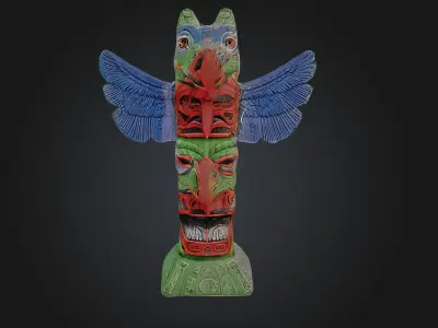 Pacific Northwest Totem - Low-poly PBR and 2K Textures Low-poly 3D model