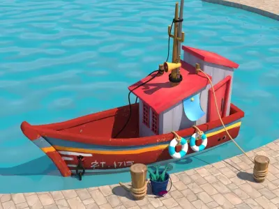 boat  stylized 3d Low-poly 3D model