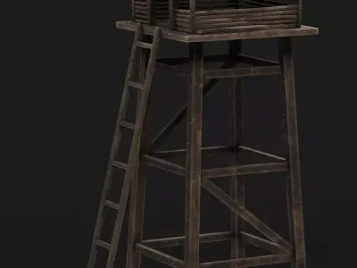 Post Apocalyptic Watch Tower Low-poly 3D model
