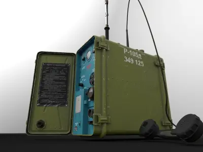 Army field radio R-105D Low-poly 3D model