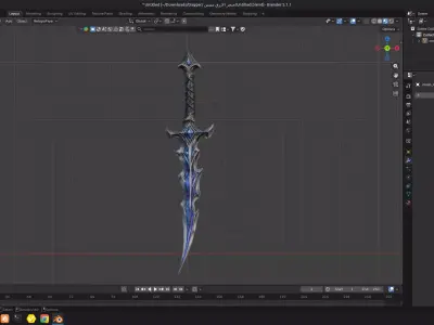 Azure Shadowfang Dagger - Game Ready Low Poly Low-poly 3D model