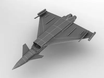 Eurofighter Typhoon Jet Aircraft LOW Low-poly 3D model