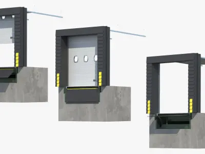 Retractable Truck Dock Shelter with Rolling Door Rigged for Cinema 4D 3D model