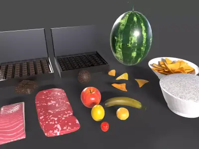 Vegetable Foods Meats and Others Collection Low-poly 3D model