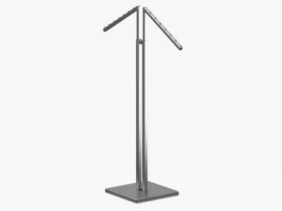 Clothing 2 Way Rack 02 Metal Black and White 3D model