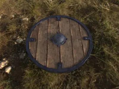 Stylized viking shield Low-poly 3D model