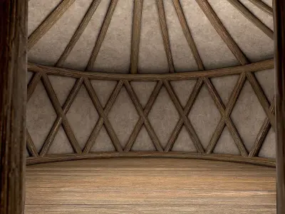 Traditional Yurt Nomads Tent with Interior 2 Low Poly PBR Low-poly 3D model