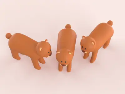 Cartoon Bear Animal Style Cute Low-poly 3D model