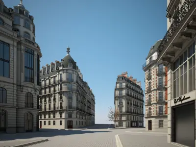 Boulevard city street in paris 3D model