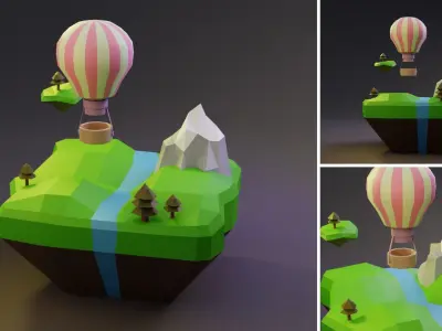 Low Poly Worlds Islands Exteriors Pack 3 Low-poly 3D model