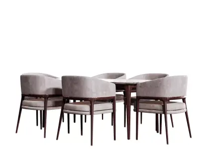 Set Table With Chairs Free 3D model