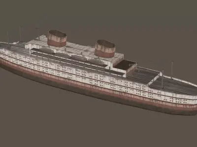 Old Rusted Steam Ship Low Poly 3D Model Low-poly 3D model