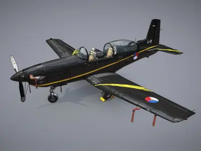 Pilatus PC-7 Mk-I HLBlack Low-poly 3D model