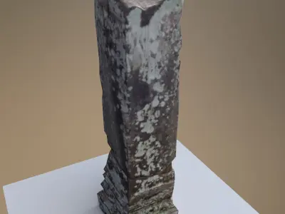 Scanned Pillar Old Damaged for Rendering and Games Low-poly 3D model