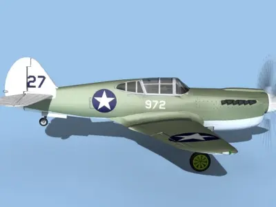 Curtiss P-40F Warhawk V12 USAAF 3D model
