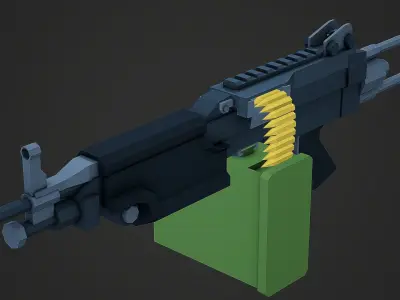 Stylized M249 LMG Low Poly Mobile Ready Low-poly 3D model