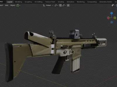 Game Ready Assault Rifle Model 3D model