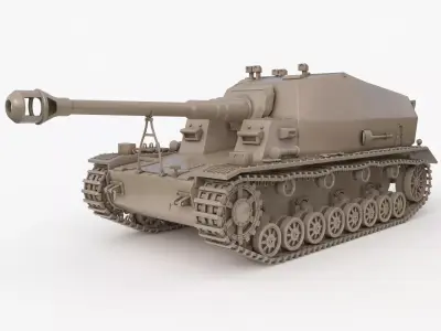 Tank K18 Auf Panzer Clay VRay 3D model