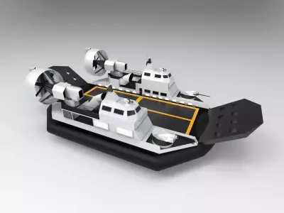 Hovercraft landing ship tank 3D model
