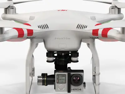 DJI Phantom 2 Quadcopter with GoPro HERO4 Low-poly 3D model