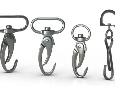 Set of 4 Metal Carabiner LowPoly Low-poly 3D model