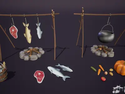 Stylized Medieval Package Low-poly 3D model