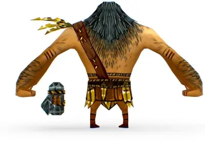 Low Poly Cartoon Creature Villager Gardner Low-poly 3D model