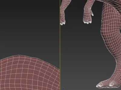 Parasaurolophus dinosaur with long horns Low-poly 3D model