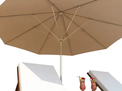 Sunbed With Umbrella Low-poly 3D model