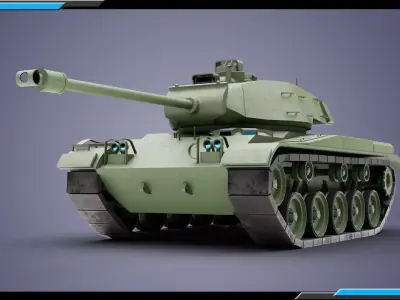 M41 Walker Bulldog Forest theme Low-poly 3D model