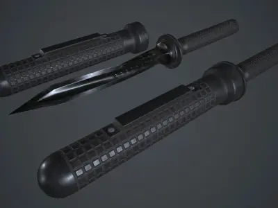 Stainless Steel Jagdkommando Knife PBR Game Ready Low-poly 3D model