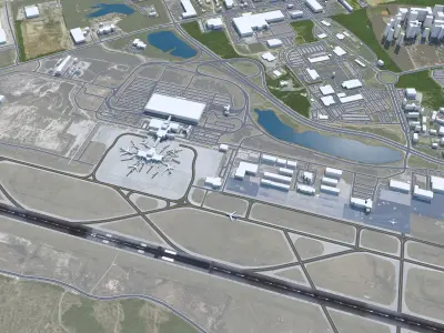 Columbia Metropolitan Airport 10km Low-poly 3D model