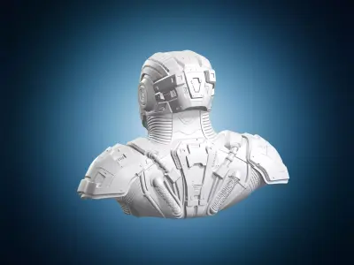 Sci Fi Robot Bust Armored Design 3D print model