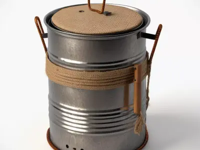 Rustic Metal Drum Smoker 3D model