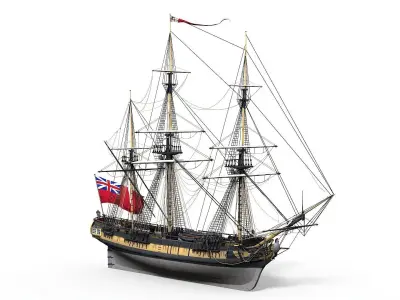 38 Gun Frigate Laurore Furnished Interior 1765 Low-poly 3D model