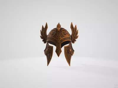 Ornate Bronze Helmet 3D model